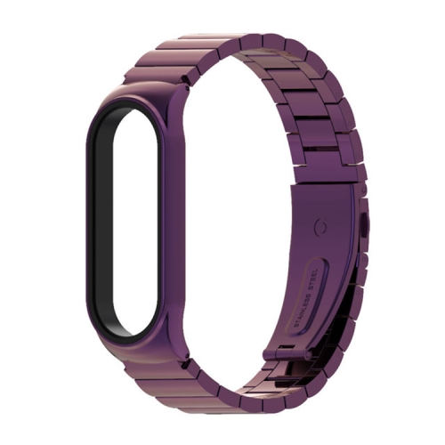 

For Xiaomi Mi Band 6 / 5 / 4 / 3 Metal CS Bamboo Joint Stainless Steel Replacement Watchband(Purple)