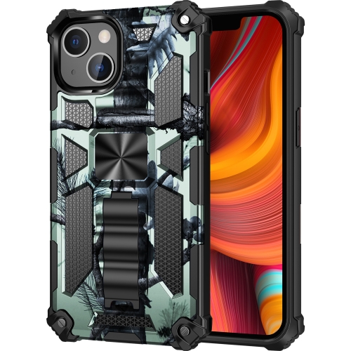 

Camouflage Armor Shockproof TPU + PC Magnetic Protective Case with Holder For iPhone 13(Light Green)