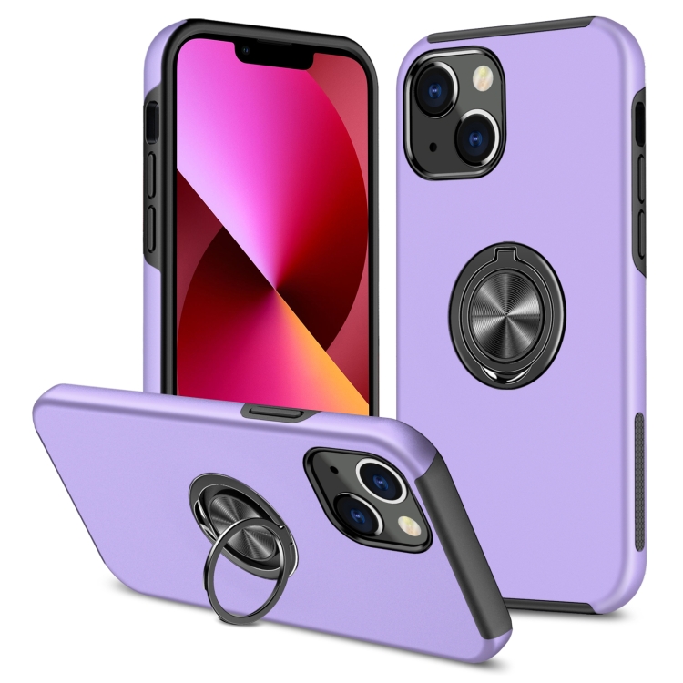 

PC + TPU Shockproof Magnetic Protective Case with Invisible Ring Holder For iPhone 13(Purple)