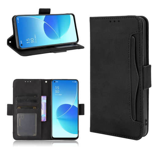 

For OPPO Reno6 5G Skin Feel Calf Pattern Horizontal Flip Leather Case with Holder & Card Slots & Photo Frame(Black)