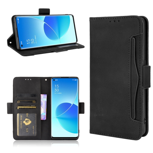 

For OPPO Reno6 Pro 5G Skin Feel Calf Pattern Horizontal Flip Leather Case with Holder & Card Slots & Photo Frame(Black)