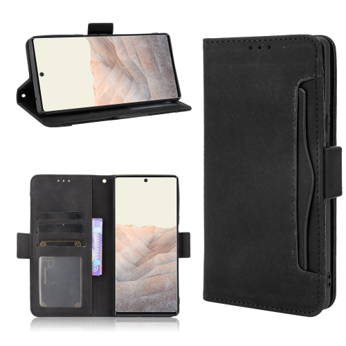 

For Google Pixel 6 Pro Skin Feel Calf Pattern Horizontal Flip Leather Case with Holder & Card Slots & Photo Frame(Black)