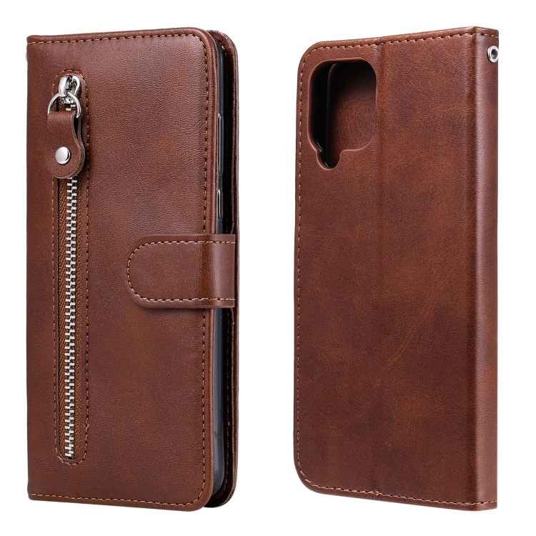 

For Samsung Galaxy A22 4G Fashion Calf Texture Zipper Horizontal Flip Leather Case with Holder & Card Slots & Wallet(Brown)