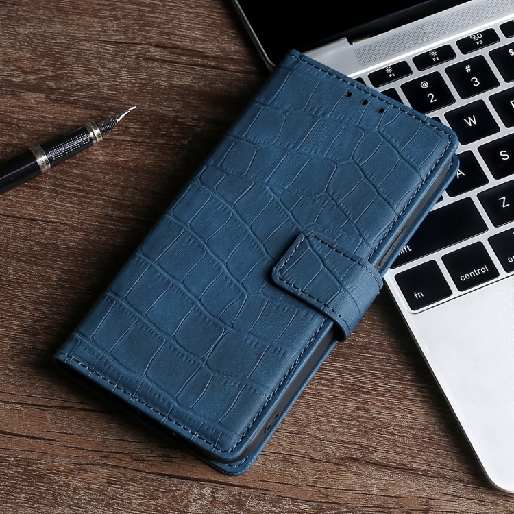 

For Ulefone S7 Skin Feel Crocodile Texture Magnetic Clasp Horizontal Flip PU Leather Case with Holder & Card Slots & Wallet(Blue)