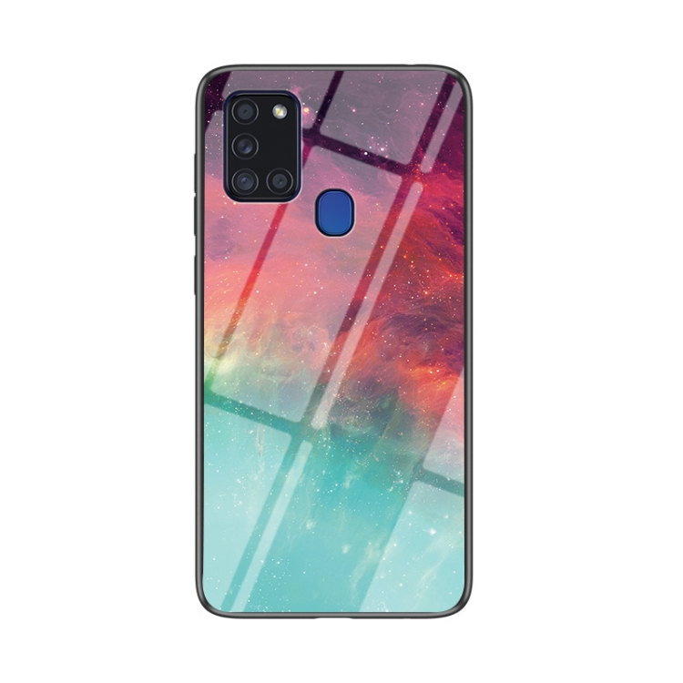 

For Samsung Galaxy A21s Starry Sky Painted Tempered Glass TPU Shockproof Protective Case(Color Starry Sky)