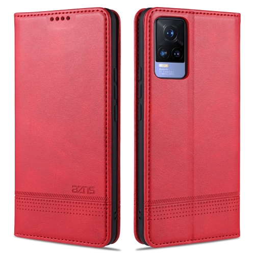 

For vivo V21e AZNS Magnetic Calf Texture Horizontal Flip Leather Case with Card Slots & Holder & Wallet(Red)