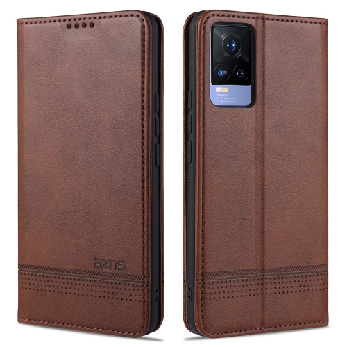 

For vivo Y73 (2021) AZNS Magnetic Calf Texture Horizontal Flip Leather Case with Card Slots & Holder & Wallet(Dark Brown)