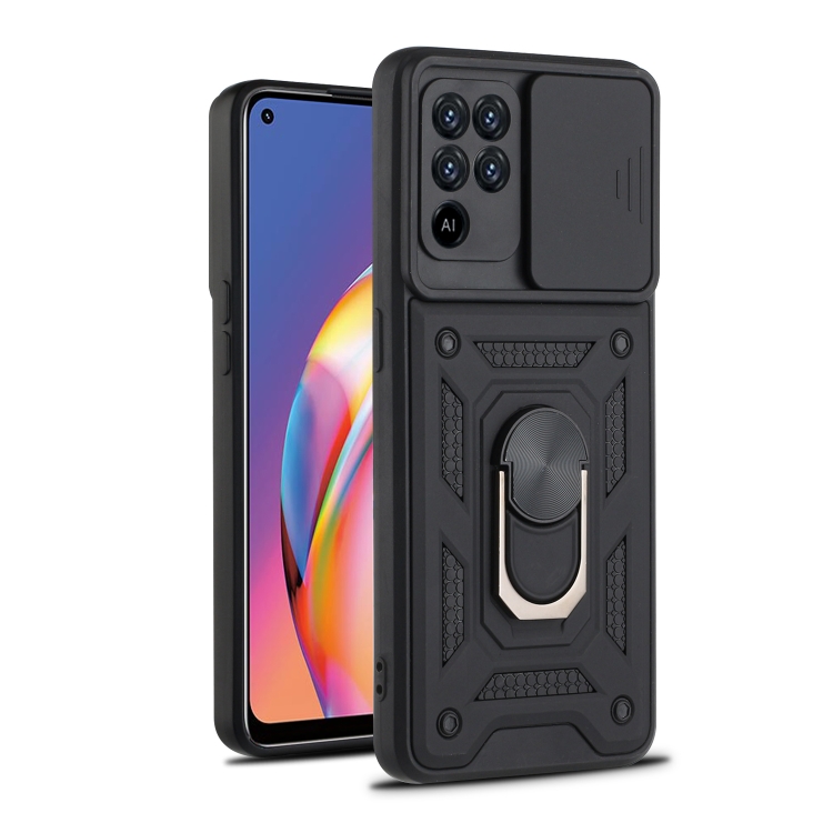 

For OPPO A94 Sliding Camera Cover Design TPU+PC Protective Case(Black)
