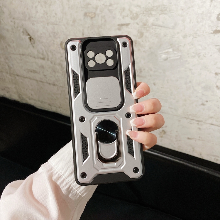 

For Xiaomi Poco X3 Sliding Camera Cover Design TPU+PC Protective Case(Silver)