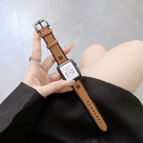 

Retro Leather Replacement Strap Watchband For Apple Watch Series 6 & SE & 5 & 4 40mm / 3 & 2 & 1 38mm(Brown)