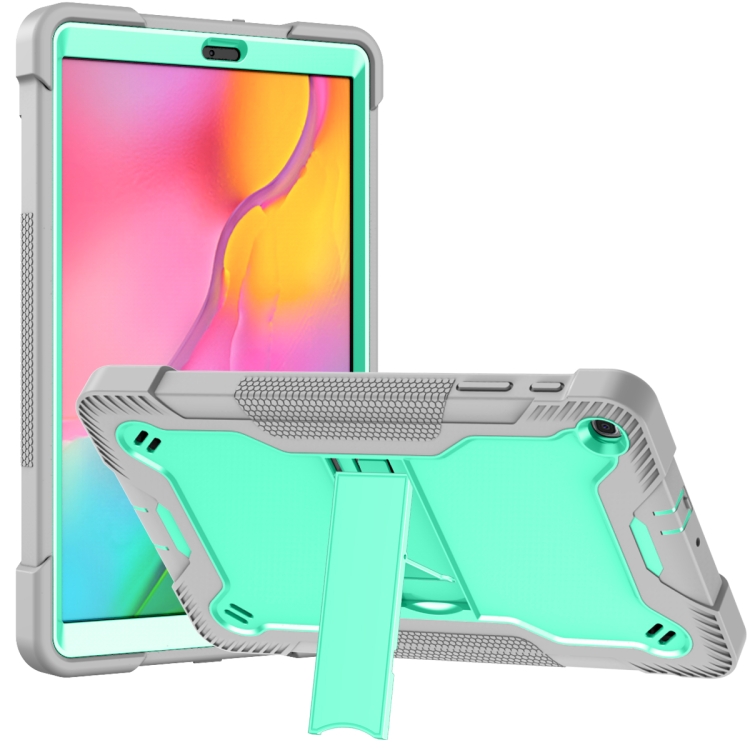 

For Samsung Galaxy Tab A 10.1 (2019) Silicone + PC Shockproof Protective Case with Holder(Gray + Green)
