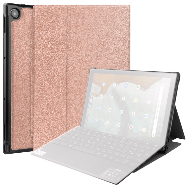

For Asus Chromebook Detachable CM3000DVA-HT0019 TPU Horizontal Flip Leather Case with Pen Slot & Holder(Rose Gold)