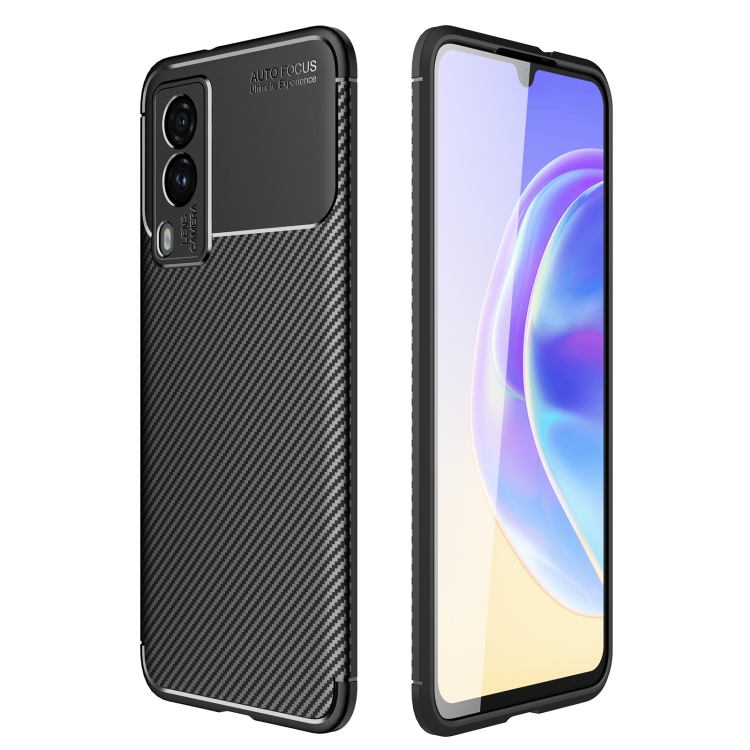 

For vivo v21e 5G Carbon Fiber Texture Shockproof TPU Case(Black)