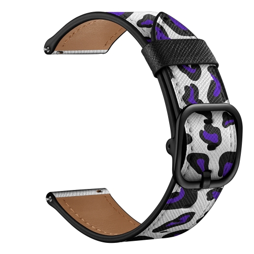 

22mm For Xiaomi Haylou RT RS3 LS04 / LS05S Universal Printed Leather Replacement Strap Watchband(Purple Leopard)