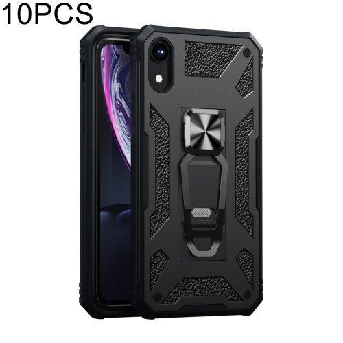 

10 PCS Variety Armor TPU + PC Shockproof Magnetic Protective Case with Folding Clip Holder For iPhone XR(Black)