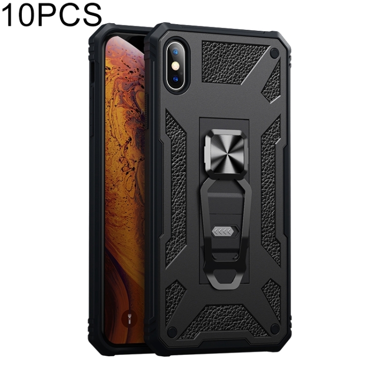 

10 PCS Variety Armor TPU + PC Shockproof Magnetic Protective Case with Folding Clip Holder For iPhone XS Max(Black)