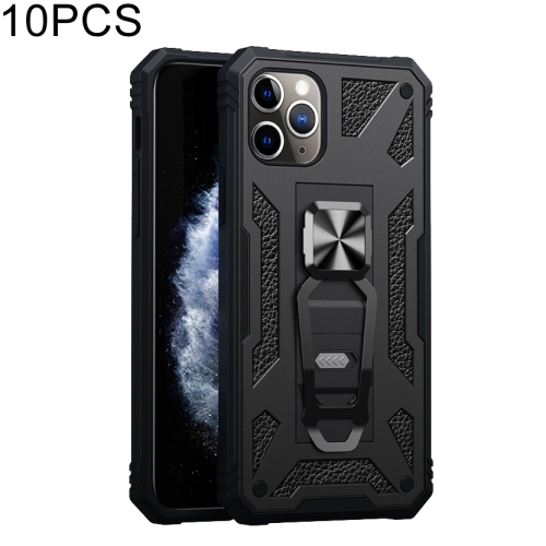 

10 PCS Variety Armor TPU + PC Shockproof Magnetic Protective Case with Folding Clip Holder For iPhone 11 Pro(Black)