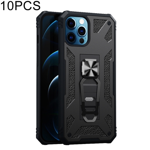 

10 PCS Variety Armor TPU + PC Shockproof Magnetic Protective Case with Folding Clip Holder For iPhone 12 Pro Max(Black)