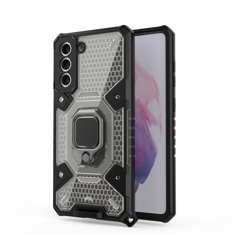 

For Samsung Galaxy S21 FE Space PC + TPU Ring Holder Protective Case(Silver)