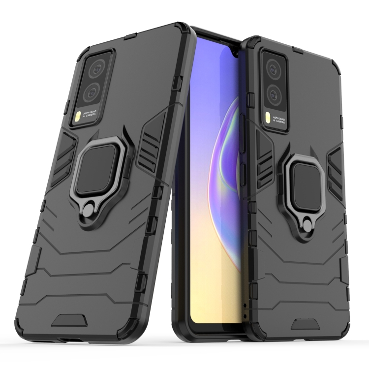 

For vivo V21e 5G PC + TPU Shockproof Protective Case with Magnetic Ring Holder(Black)