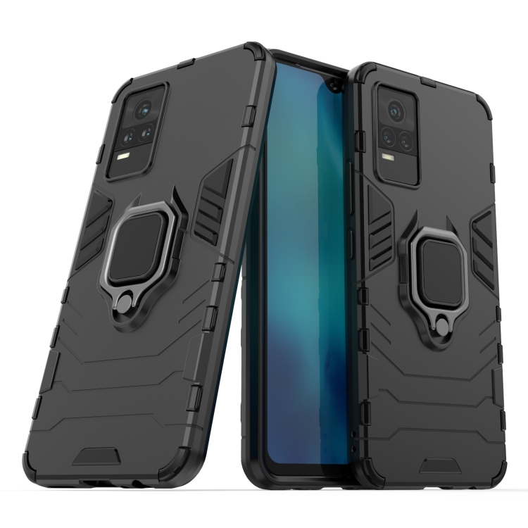 

For vivo V21e PC + TPU Shockproof Protective Case with Magnetic Ring Holder(Black)