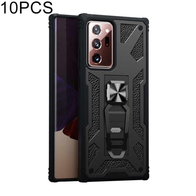 

For Samsung Galaxy Note20 Ultra 10 PCS Variety Armor TPU + PC Shockproof Magnetic Protective Case with Folding Clip Holder(Black)
