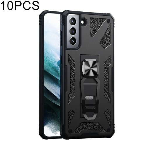 

For Samsung Galaxy S21+ 5G 10 PCS Variety Armor TPU + PC Shockproof Magnetic Protective Case with Folding Clip Holder(Black)
