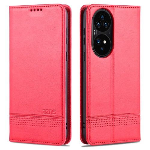 

For Huawei P50 AZNS Magnetic Calf Texture Horizontal Flip Leather Case with Card Slots & Holder & Wallet(Red)