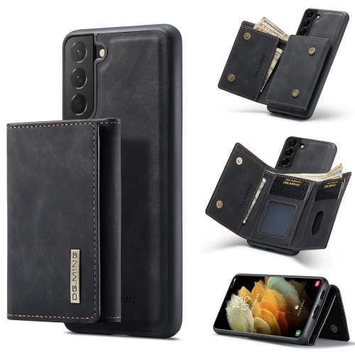 

For Samsung Galaxy S21 FE DG.MING M1 Series 3-Fold Multi Card Wallet + Magnetic Back Cover Shockproof Case with Holder Function(Black)