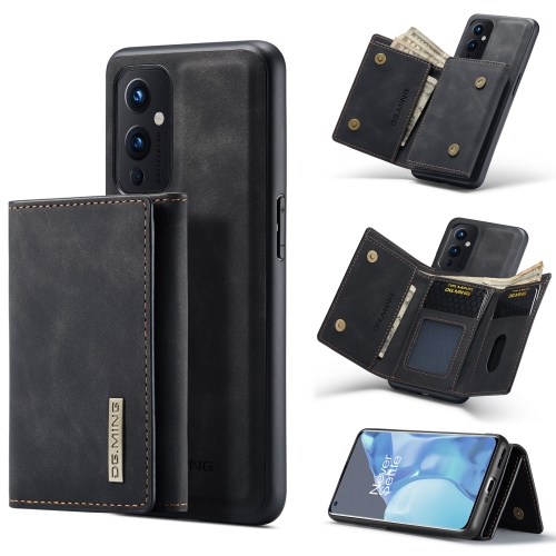 

For OnePlus 9 (EU/NA) DG.MING M1 Series 3-Fold Multi Card Wallet + Magnetic Back Cover Shockproof Case with Holder Function(Black)
