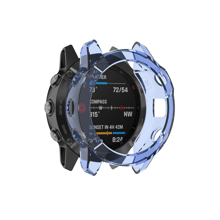 

For Garmin Fenix 6 / 6 Pro Smart Watch Half Coverage TPU Protective Case(Transparent Blue)