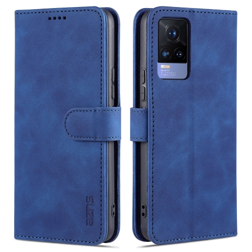 

For vivo V21e / Y73 2021 AZNS Skin Feel Calf Texture Horizontal Flip Leather Case with Card Slots & Holder & Wallet(Blue)