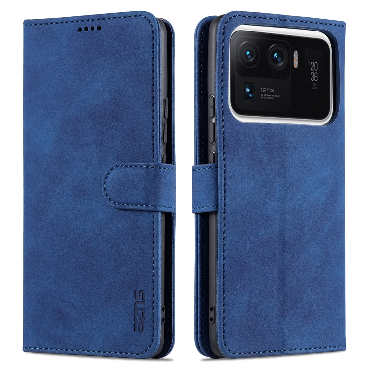 

For Xiaomi Mi 11 Ultra AZNS Skin Feel Calf Texture Horizontal Flip Leather Case with Card Slots & Holder & Wallet(Blue)