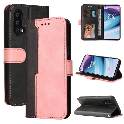 

For OnePlus Nord CE 5G Business Stitching-Color Horizontal Flip PU Leather Case with Holder & Card Slots & Photo Frame(Pink)