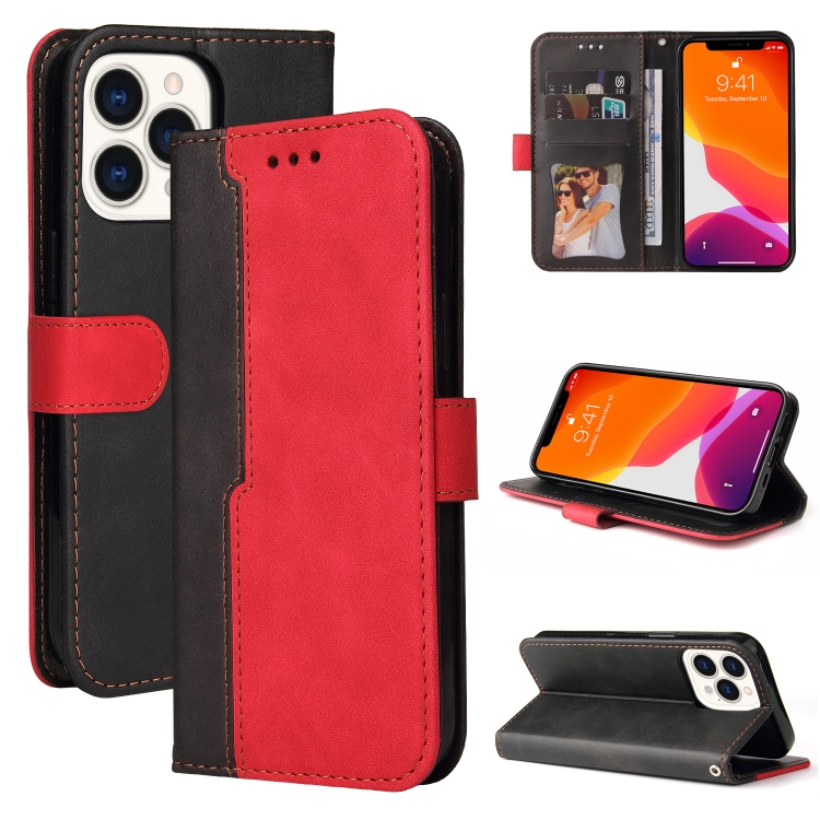 

Business Stitching-Color Horizontal Flip PU Leather Case with Holder & Card Slots & Photo Frame For iPhone 13 Pro Max (Red)