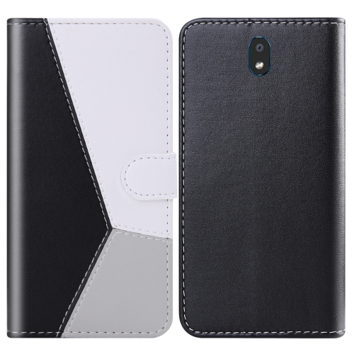 

For LG K30 (2019) Tricolor Stitching Horizontal Flip TPU + PU Leather Case with Holder & Card Slots & Wallet(Black)