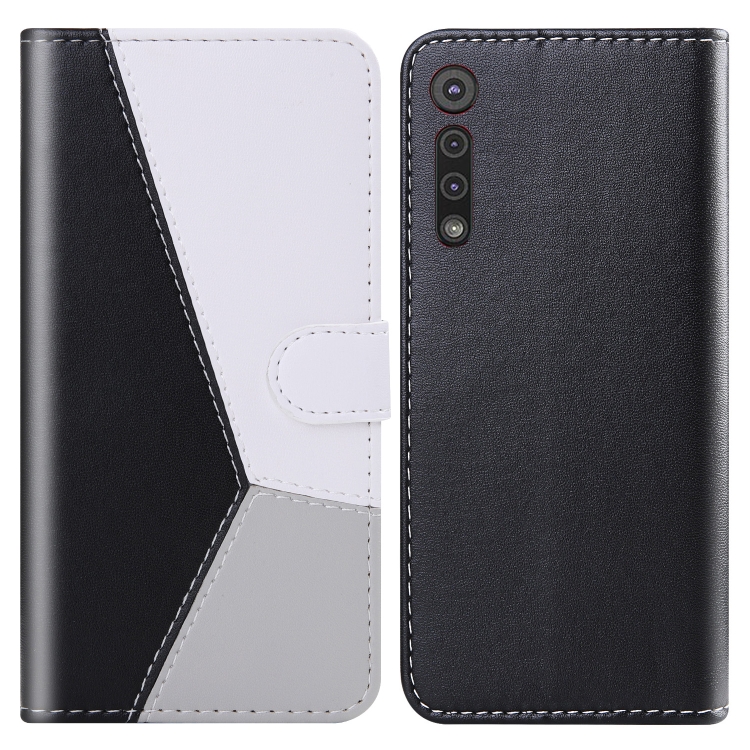 

For Motorola Moto G8 Play Tricolor Stitching Horizontal Flip TPU + PU Leather Case with Holder & Card Slots & Wallet(Black)