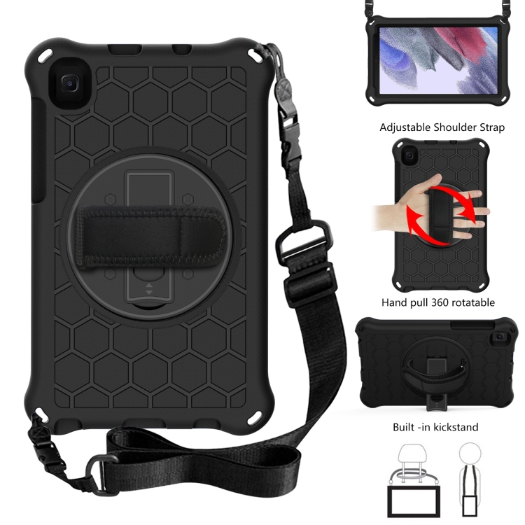 For Samsung Galaxy Tab A7 Lite 8.7 2021 T220 / T225 360 Degree Rotation Honeycomb Shockproof Silicone PC Protective Case with Holder & Shoulder Strap & Hand Strap(Black)
For Samsung Galaxy Tab A7 Lite 8.7 2021 T220 / T225 360 Degree Rotation Honeycomb Shockproof Silicone PC Protective Case with Holder & Shoulder Strap & Hand Strap(Black)