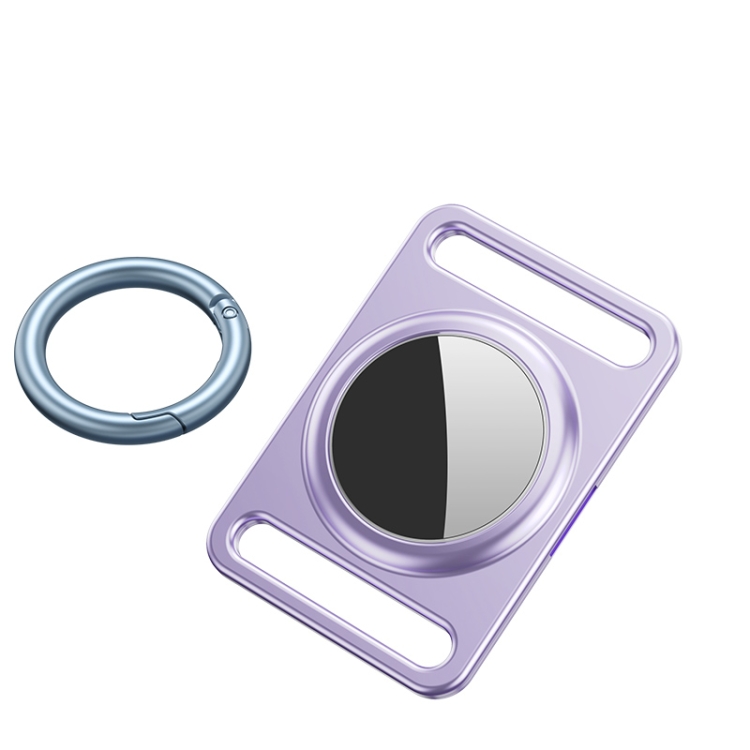

Magnetic Metal Protective Cover Case with Switchable Keychain Ring For AirTag(Purple)