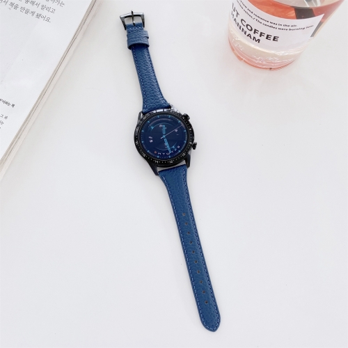 

20mm Small Waist Lychee Texture Leather Replacement Strap Watchband(Blue)