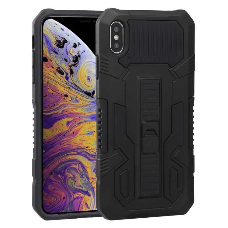 

Vanguard Warrior All Inclusive Double-color Shockproof TPU + PC Protective Case with Holder For iPhone X / XS(Black)