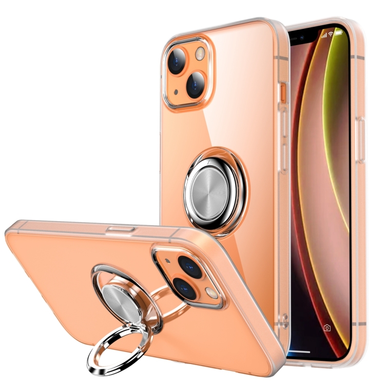 

Shockproof Matte Transparent TPU Protective Case with Ring Holder For iPhone 13(White)