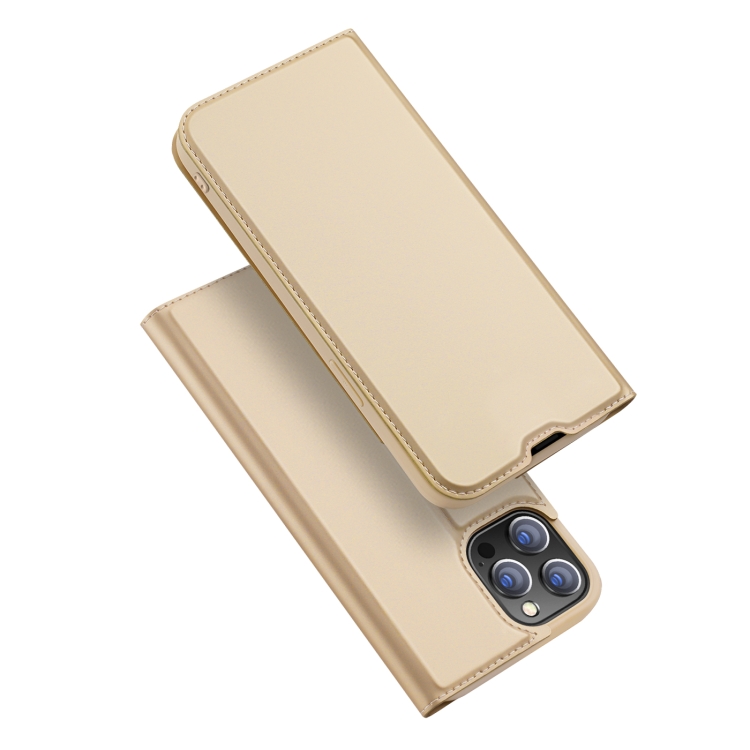 

DUX DUCIS Skin Pro Series Shockproof Horizontal Flip Leather Case with Holder & Card Slots For iPhone 13 Pro Max(Gold)