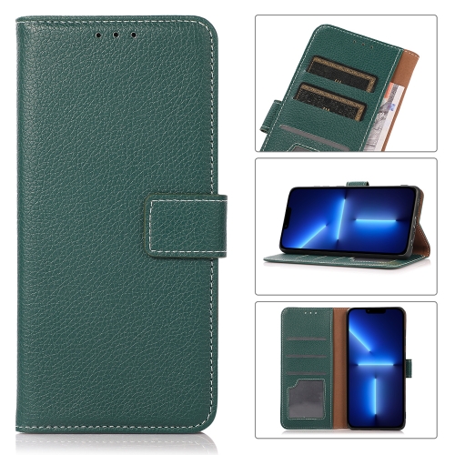 

Litchi Texture PU + TPU Horizontal Flip Leather Case with Holder & Card Slots & Wallet For iPhone 13 Pro Max(Dark Green)