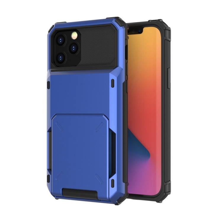 

Scratch-Resistant Shockproof Heavy Duty Rugged Armor Protective Case with Card Slot For iPhone 13 mini(Blue)