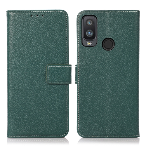 

For Alcatel 1L 2021 Litchi Texture PU + TPU Horizontal Flip Leather Case with Holder & Card Slots & Wallet(Dark Green)