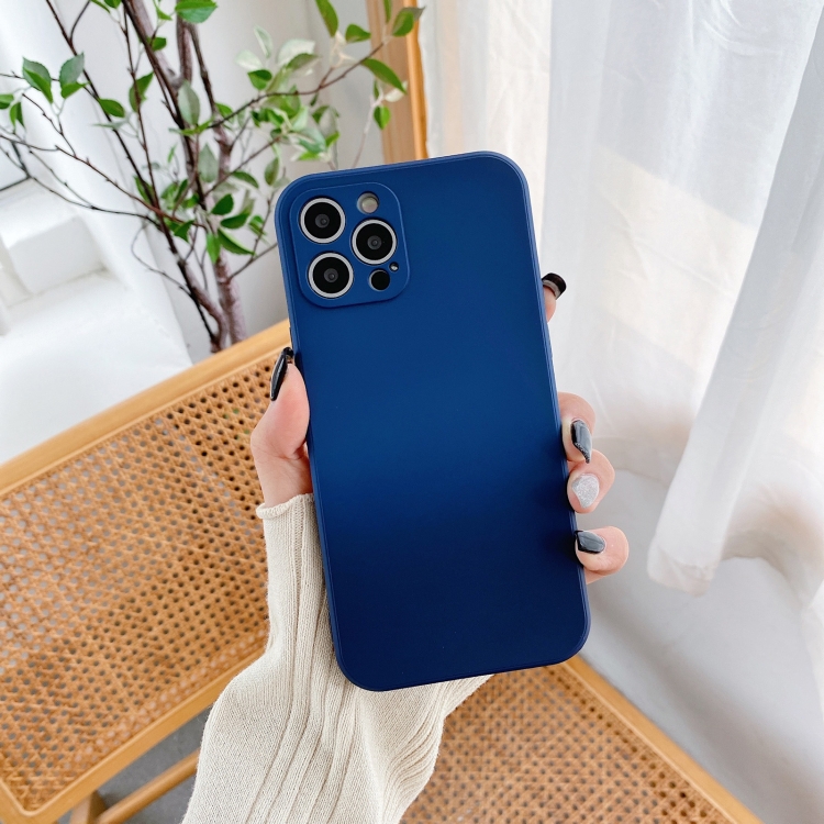 

Straight Edge Gradient Hand-feel Paint Shockproof TPU Case For iPhone 12 Pro Max(Dark Blue)