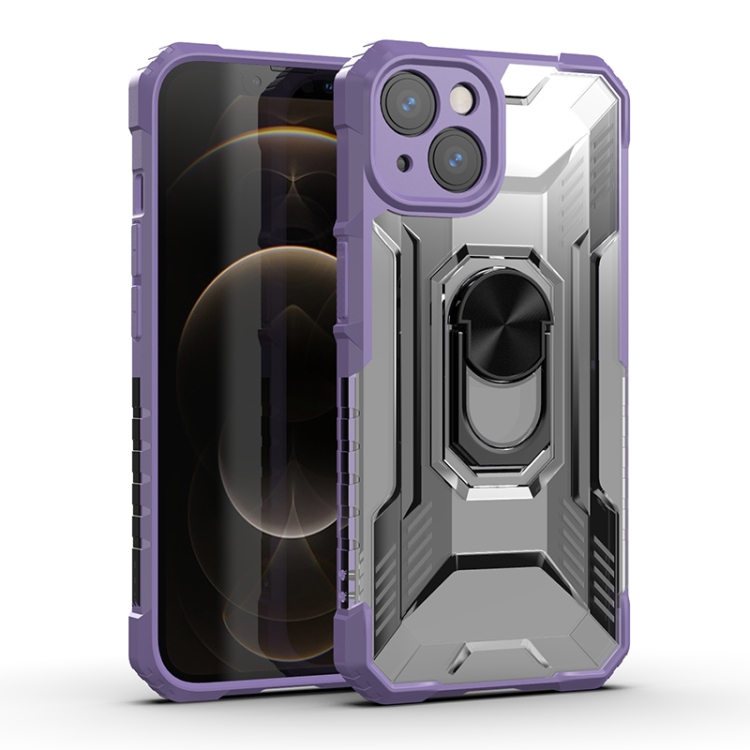

PC + TPU Shockproof Protective Case with Metal Ring Holder For iPhone 13 mini(Purple)
