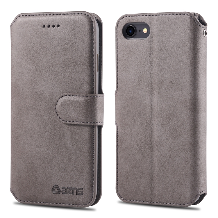 

For iPhone 7 / 8 AZNS Calf Texture Magnetic Horizontal Flip PU Leather Case with Holder & Card Slots & Photo Frame(Gray)