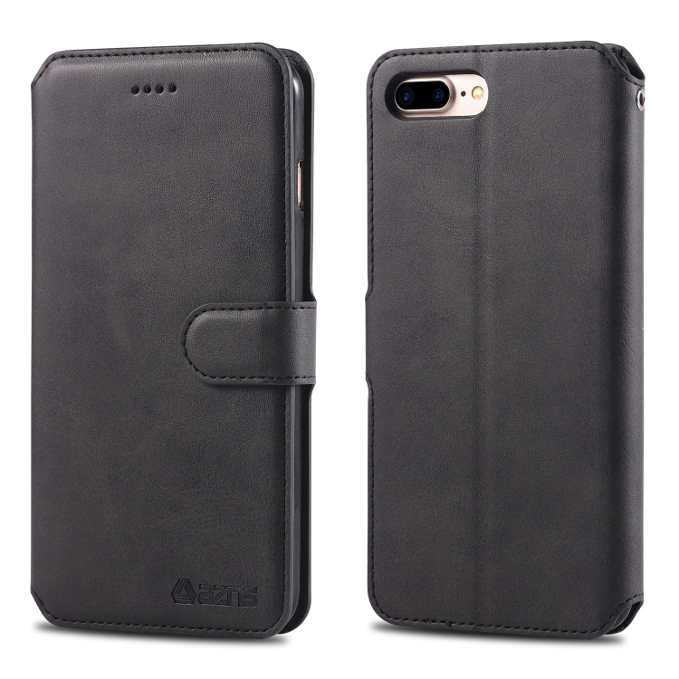 

For iPhone 7 Plus / 8 Plus AZNS Calf Texture Magnetic Horizontal Flip PU Leather Case with Holder & Card Slots & Photo Frame(Black)